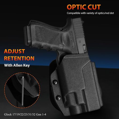 حافظة تحمل الضوء Kydex لـ Glock 17,19 يتم تثبيتها مع Streamlight TLR-7، TLR-7A، TLR-7X، TLR-8 أو TLR-8XG Flaslight، جاهز بصريًا، Adj. غير قادر على الاحتفاظ، IWB/OWB/خيار اليد اليمنى/اليسرى. in Kuwait