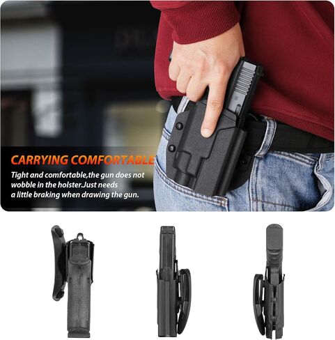 حافظة تحمل الضوء Kydex لـ Glock 17,19 يتم تثبيتها مع Streamlight TLR-7، TLR-7A، TLR-7X، TLR-8 أو TLR-8XG Flaslight، جاهز بصريًا، Adj. غير قادر على الاحتفاظ، IWB/OWB/خيار اليد اليمنى/اليسرى. in Kuwait