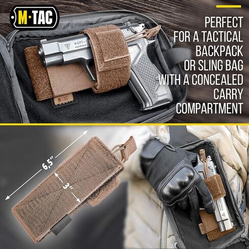 M-TAC Universal Gun Holster - حامل مسدس تكتيكي CCW قابل للتعديل للحمل المخفي في حقائب المركبات أو العبوات، حافظة مسدس متينة 9 مم ومعدات EDC اليومية للرجال والنساء in Saudi Arabia