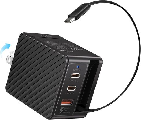 شاحن حائط قابل للسحب بقدرة 40 وات مع كابل من النوع C، وكتلة شاحن 4 منافذ GaN IV USB C، ومحطة شحن سريعة قابلة للطي PD 20 وات لأجهزة iPhone 16 15 Pro/ProMax/Plus وiPad Pro وGalaxy وPixel in Kuwait