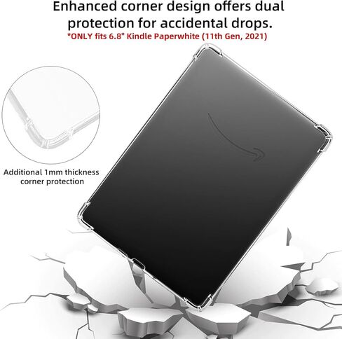 Clear Case for 6.8" Kindle Paperwhite 11th Generation 2021, Soft Transparent TPU Cover with Enhanced Corners for Kindle Paperwhite M2L3EK / M2L4EK in Saudi Arabia