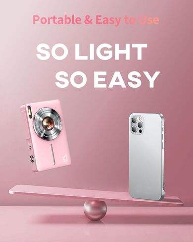 كاميرا رقمية للأطفال FHD 1080P مع بطاقة سعة 32 جيجابايت، بطاريتان، حبل قصير، تكبير 16X مضاد للاهتزاز، كاميرات صغيرة محمولة بدقة 44 ميجابكسل هدية للأطفال الطلاب والمراهقين والبنات (أخضر فاتح) in Kuwait