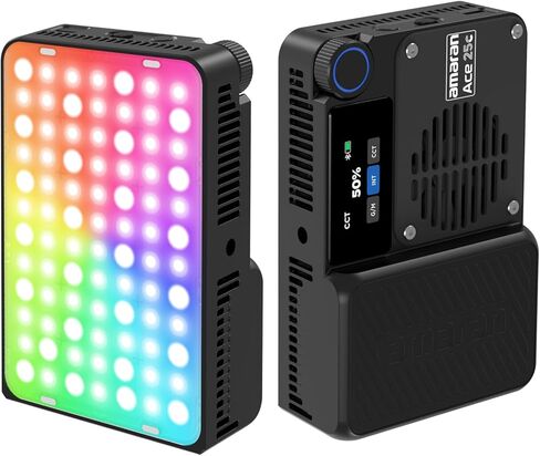 Amaran Ace 25c Pocket RGBWW LED Light، وضع التعزيز يصل إلى 32 وات، ضوء فيديو صغير كامل الألوان (2,300-10,000 كلفن)، 1,171 Lux@1m عند 5,600 كلفن، بطارية 4500 مللي أمبير في الساعة مع شحن سريع PD لمنشئي الهواتف المحمولة (فضي) in Saudi Arabia