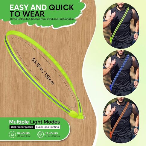 LED Reflective Running Sash for Men & Women – Rechargeable Flashing Safety Light for Night Jogging, Cycling, Hiking, Walking – High Visibility Reflective Gear (Green) in Saudi Arabia