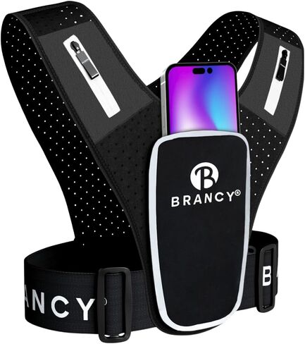 Brancy Running Phone Holder Vest - Reflective Running Vest for Women & Men with 2 Shoulder Zipper Pockets | Alternative Lightweight Backpack | Adjustable Waterproof Running Vest with Phone Holder in Saudi Arabia