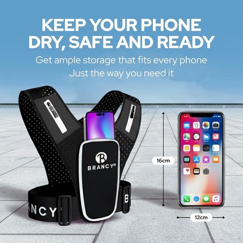 Brancy Running Phone Holder Vest - Reflective Running Vest for Women & Men with 2 Shoulder Zipper Pockets | Alternative Lightweight Backpack | Adjustable Waterproof Running Vest with Phone Holder in Saudi Arabia