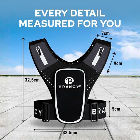 Brancy Running Phone Holder Vest - Reflective Running Vest for Women & Men with 2 Shoulder Zipper Pockets | Alternative Lightweight Backpack | Adjustable Waterproof Running Vest with Phone Holder in Saudi Arabia