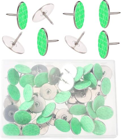 50 Pcs Large Reflective Tacks, High Visibility Glow in Dark Nails Metal Thumb Tacks Mark Trail Markers for Trail Marking Hunting Hiking Tree Stand & Camping (Green) in Saudi Arabia