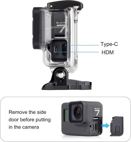 GEPULY Skeleton Housing Case for Hero 2018/7/6/5 Black | Side Open Case Usb Pass Through Long-Time Recording Live Streaming For Go Pro Accessories Reserved Holes Side Cable-Access in Saudi Arabia