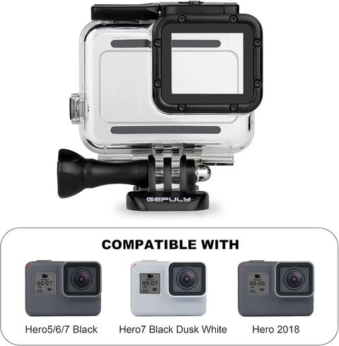 GEPULY Skeleton Housing Case for Hero 2018/7/6/5 Black | Side Open Case Usb Pass Through Long-Time Recording Live Streaming For Go Pro Accessories Reserved Holes Side Cable-Access in Saudi Arabia