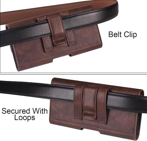Premium PU Leather Pouch Belt Loop Cellphone Holster for Moto G Power 2026 Moto G 5G 2025 Moto G Play 2026 iPhone 17 Pro Max W/Case Samsung Galaxy A07 A05 S26 Ultra A06 (Black, XL) in Kuwait