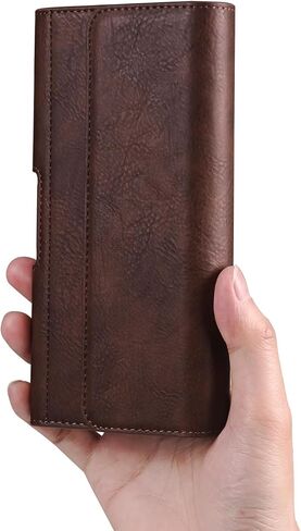 Premium PU Leather Pouch Belt Loop Cellphone Holster for Moto G Power 2026 Moto G 5G 2025 Moto G Play 2026 iPhone 17 Pro Max W/Case Samsung Galaxy A07 A05 S26 Ultra A06 (Black, XL) in Kuwait