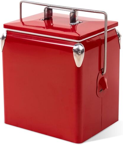 Retro Cooler 14 Quart - Portable Metal Vintage Ice Chest with Bottle Opener, Waterproof Stainless Steel Cooler, Outdoor Ice Bucket for Camping, Picnic, Beach, BBQ, Tailgating & Fishing in Saudi Arabia