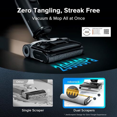 roborock F25 GT Set Wet Dry Vacuum Mop, Wet Dry Vacuum Cleaner Cordless, 20000Pa Floor Cleaner Machine for Tile Hard Floor, 194°F Self Cleaning Mop Combo with 180° Lie-Flat, 2 Extra Roller Brush in Saudi Arabia