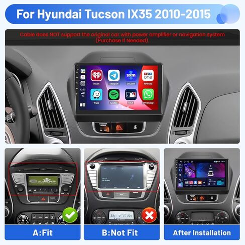 4G 64G لسيارة Hyundai Tucson IX35 2010-2015 شاشة راديو CarPlay Android 15 IPS 10.1 بوصة شاشة لمس ستيريو للسيارة أندرويد كاميرا احتياطية تلقائية بلوتوث 5.0 GPS FM RDS EQ 13UI in Kuwait