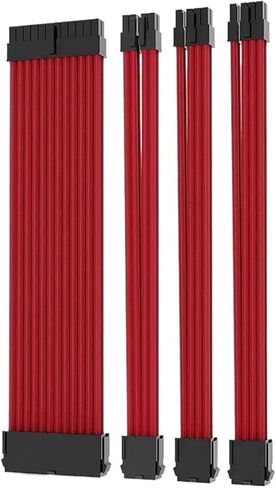 كابل إمداد الطاقة 18AWG / 24pin ATX /4+4pin EPS /2 X 6+2pin PCI-E PSU طقم كابل تمديد 30 سم (أحمر) in Saudi Arabia