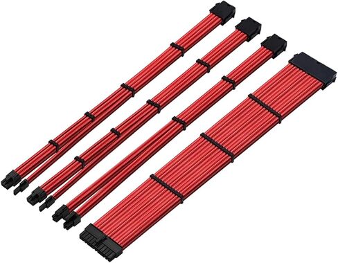 كابل إمداد الطاقة 18AWG / 24pin ATX /4+4pin EPS /2 X 6+2pin PCI-E PSU طقم كابل تمديد 30 سم (أحمر) in Saudi Arabia