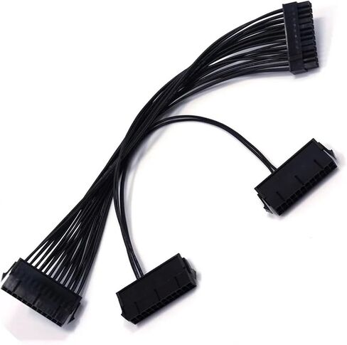 ATX 24Pin 1 إلى 2 منفذ تمديد كابل إمداد الطاقة PSU ذكر إلى أنثى الفاصل 24PIN تمديد كابل أجهزة الكمبيوتر والمحولات (أسود 2) in Saudi Arabia