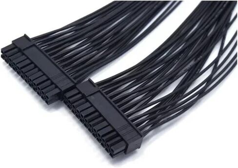 ATX 24Pin 1 إلى 2 منفذ تمديد كابل إمداد الطاقة PSU ذكر إلى أنثى الفاصل 24PIN تمديد كابل أجهزة الكمبيوتر والمحولات (أسود 2) in Saudi Arabia