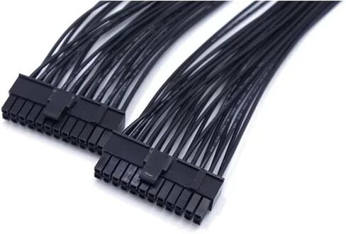 ATX 24Pin 1 إلى 2 منفذ تمديد كابل إمداد الطاقة PSU ذكر إلى أنثى الفاصل 24PIN تمديد كابل أجهزة الكمبيوتر والمحولات (أسود 2) in Saudi Arabia