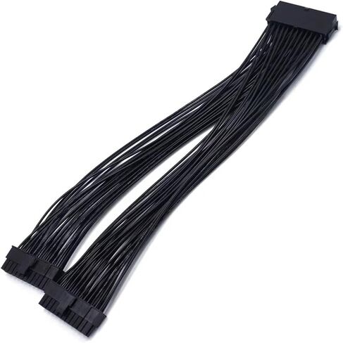 ATX 24Pin 1 إلى 2 منفذ تمديد كابل إمداد الطاقة PSU ذكر إلى أنثى الفاصل 24PIN تمديد كابل أجهزة الكمبيوتر والمحولات (أسود 2) in Saudi Arabia