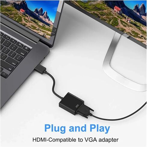 HD 1080P HDMI to V/GA Cord Converter with Power Supply Male to Female Adapter for Tablet PC TV in Saudi Arabia