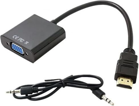HDMI to V/GA+DC 3.5mm to with High-Definition TV Adapter Cord Supporting 1080(Black) in Saudi Arabia