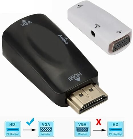 HDMI to V/GA Adapter with 3.5Mm Ja-ck Cord HD 1080P Male to HDMI-Compatible Female Converter for PC to M>oni>tor(Black) in Saudi Arabia