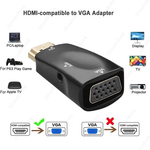 محول HDMI متوافق مع محول سلك V/GA ​​مقاس 3.5 مم Ja-ck HD 1080P للكمبيوتر اللوحي مع (أبيض) in Saudi Arabia