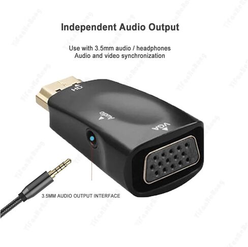 محول HDMI متوافق مع محول سلك V/GA ​​مقاس 3.5 مم Ja-ck HD 1080P للكمبيوتر اللوحي مع (أبيض) in Saudi Arabia