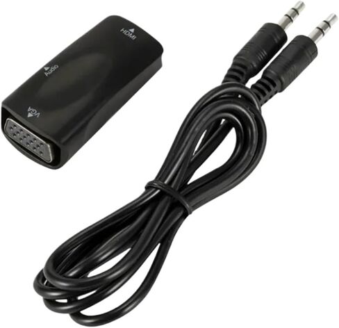 HDMI to V/GA Adapter with 3.5Mm Ja-ck Cord HD 1080P Male to HDMI-Compatible Female Converter for PC to M>oni>tor(Black) in Saudi Arabia