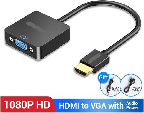 HDMI to V/GA Adapter Male to Female Converter 1080P to with 3.5 Ja-ck Cord for TV Box to(Brown) in Saudi Arabia