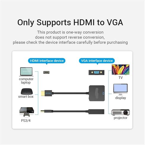 HDMI to V/GA Adapter Male to Female Converter 1080P to with 3.5 Ja-ck Cord for TV Box to(Brown) in Saudi Arabia