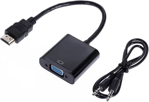 50pcs HDMI to V/GA Cord Male to RGB Female Analog Video Converter Adapter Cables HD 1080P for PC(with Audio and Power,Black) in Saudi Arabia