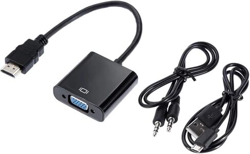 50pcs HDMI to V/GA Cord Male to RGB Female Analog Video Converter Adapter Cables HD 1080P for PC(with Audio and Power,Black) in Saudi Arabia