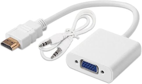 HDMI إلى V/GA+DC 3.5 ملم إلى مع سلك محول تلفزيون عالي الوضوح يدعم 1080 (أبيض) in Saudi Arabia