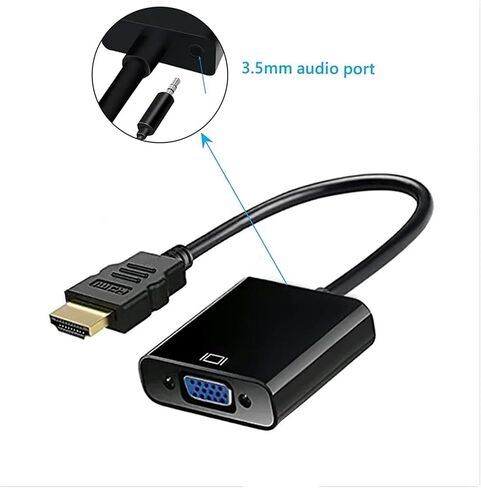 HDMI إلى V/GA+DC 3.5 ملم إلى مع سلك محول تلفزيون عالي الوضوح يدعم 1080 (أبيض) in Saudi Arabia