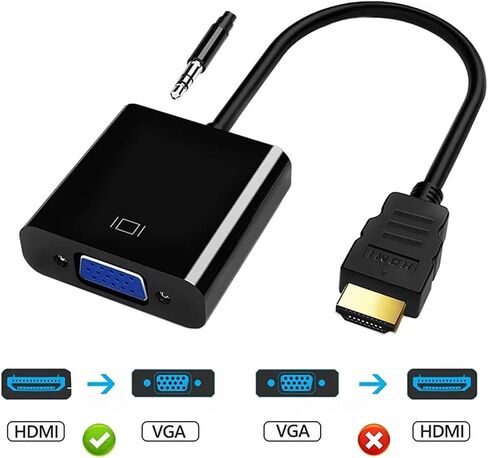 HDMI إلى V/GA+DC 3.5 ملم إلى مع سلك محول تلفزيون عالي الوضوح يدعم 1080 (أبيض) in Saudi Arabia