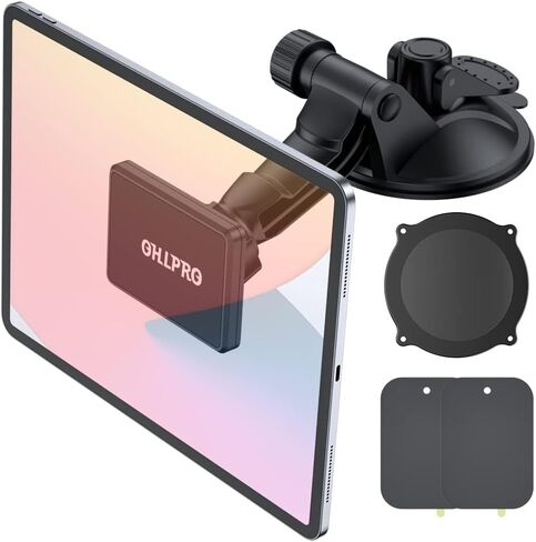 OHLPRO Dashboard Magnetic Tablet Holder for Car, Windshield iPad Car Phone Suction Cup Mount with Magnets, for All 6"-11" Apple Phones iPad Samsung Galaxy Tab Tablet, 360° Rotation, Black in Kuwait