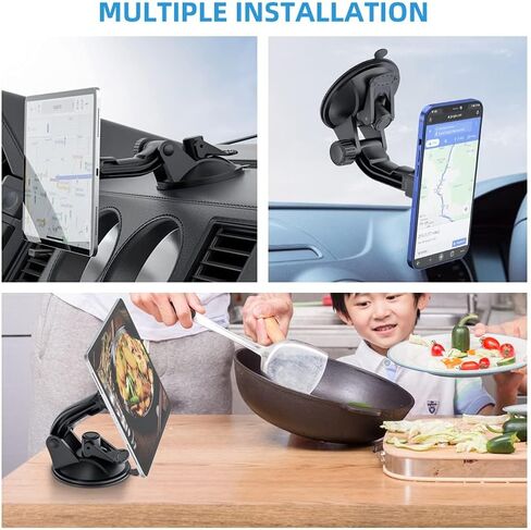 OHLPRO Dashboard Magnetic Tablet Holder for Car, Windshield iPad Car Phone Suction Cup Mount with Magnets, for All 6"-11" Apple Phones iPad Samsung Galaxy Tab Tablet, 360° Rotation, Black in Kuwait