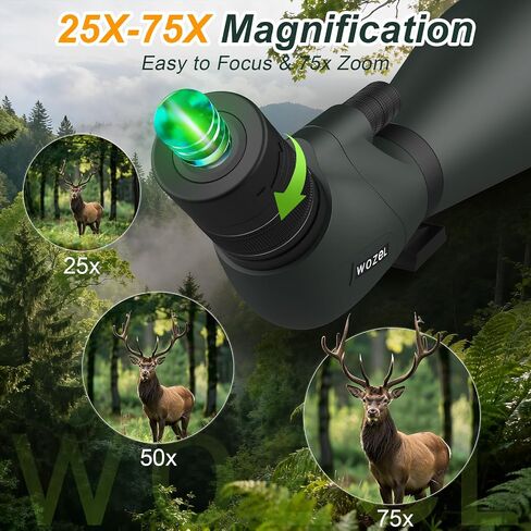 نطاقات تحديد 25-75X80 لإطلاق النار على الهدف - نطاق رصد عالي الدقة مع حقيبة حمل ثلاثية القوائم وحامل للهاتف الذكي - نطاق اكتشاف مقاوم للماء BAK4 لمشاهدة الطيور والصيد والحياة البرية in Kuwait