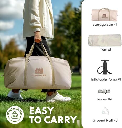 خيام قابلة للنفخ للتخييم، خيام منفوخة بمضخة يدوية، خيمة تخييم هوائية تتسع لـ 3-4 أشخاص، سهلة الإعداد في 4 فصول مقاومة للماء والرياح في الهواء الطلق (أبيض اللوز) in Kuwait