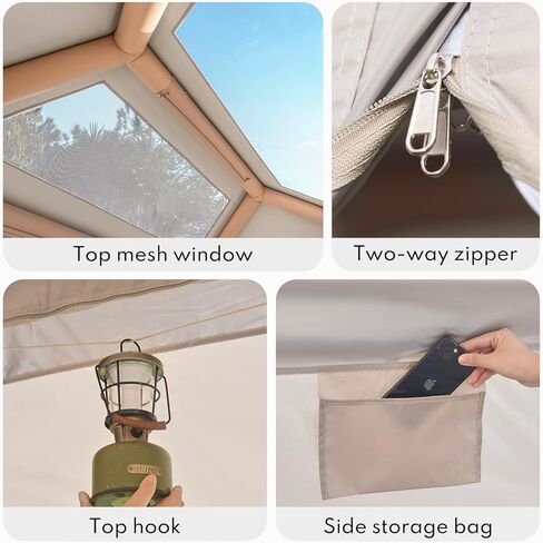 خيام قابلة للنفخ للتخييم، خيام منفوخة بمضخة يدوية، خيمة تخييم هوائية تتسع لـ 3-4 أشخاص، سهلة الإعداد في 4 فصول مقاومة للماء والرياح في الهواء الطلق (أبيض اللوز) in Kuwait