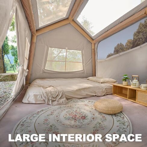 خيام قابلة للنفخ للتخييم، خيام منفوخة بمضخة يدوية، خيمة تخييم هوائية تتسع لـ 3-4 أشخاص، سهلة الإعداد في 4 فصول مقاومة للماء والرياح في الهواء الطلق (أبيض اللوز) in Kuwait