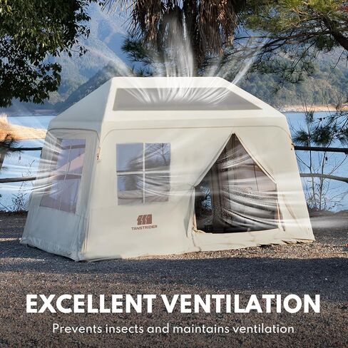 خيام قابلة للنفخ للتخييم، خيام منفوخة بمضخة يدوية، خيمة تخييم هوائية تتسع لـ 3-4 أشخاص، سهلة الإعداد في 4 فصول مقاومة للماء والرياح في الهواء الطلق (أبيض اللوز) in Kuwait