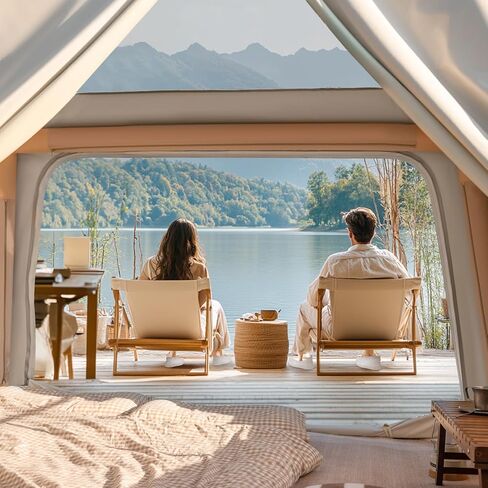 خيام قابلة للنفخ للتخييم، خيام منفوخة بمضخة يدوية، خيمة تخييم هوائية تتسع لـ 3-4 أشخاص، سهلة الإعداد في 4 فصول مقاومة للماء والرياح في الهواء الطلق (أبيض اللوز) in Kuwait