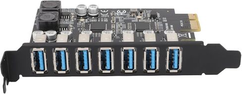 بطاقة توسيع PCIE إلى USB 3.2 GEN1، 7 منافذ بسرعة 5 جيجابت في الثانية عالية السرعة 10 مكثفات صلبة مدعومة بـ UASP، معدن، بلاستيك، مخرج تيار USB 1.5 أمبير in Kuwait
