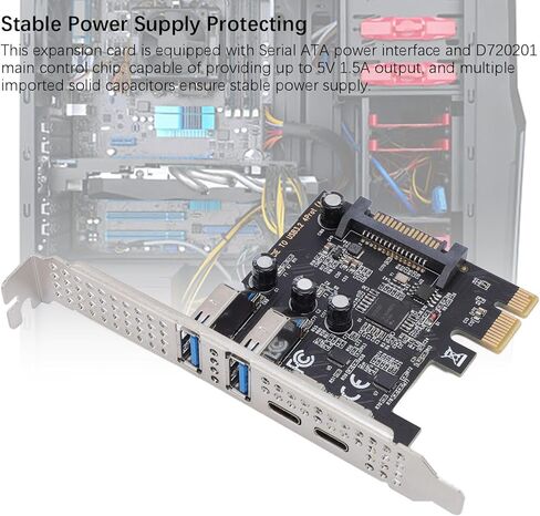 بطاقة توسيع PCIe إلى USB 3.2، واجهة SATA بسرعة 5 جيجابت في الثانية من النوع C تدعم X1 X4 X8 X16 توصيل طاقة ثابت لأجهزة الكمبيوتر المكتبية in Kuwait