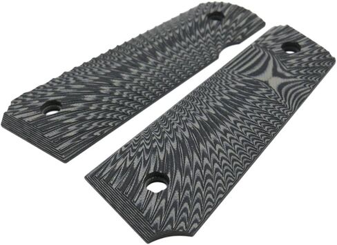 مقابض رفيعة من Cool Hand 1911 G10، بالحجم الكامل (الحكومة/القائد)، متضمنة برغي مقابض المسدس، رفيعة 3/16 بوصة، مغرفة كبيرة، قطع أمان Ambi، نسيج Sunburst، هذه المقابض تعمل فقط مع البطانات القصيرة in Kuwait