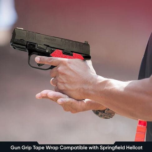 شريط قبضة مسدس Handleitgrips متوافق مع Springfield Hellcat - شريط قبضة مسدس من ورق الصنفرة الأحمر، سهل التركيب، أجزاء وإكسسوارات البندقية، مملوكة للمحاربين القدامى، صنع في الولايات المتحدة الأمريكية in Saudi Arabia